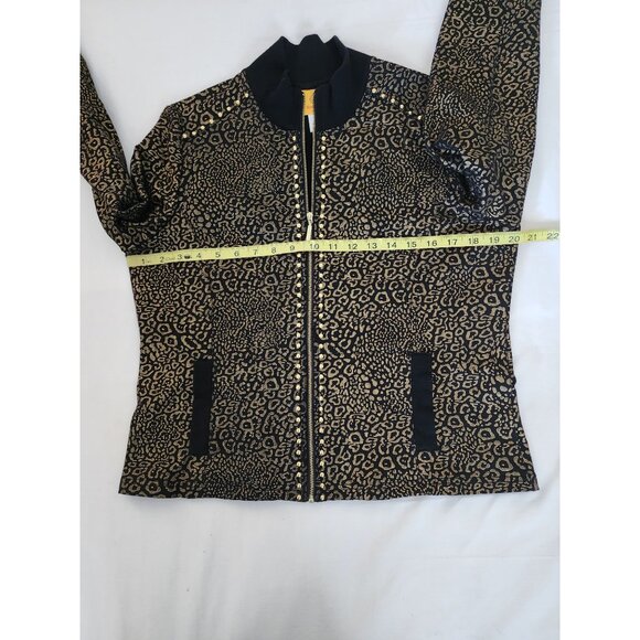 Rudy Rd. Women's Petite Metallic Studded Long Sleeve Jacket Black/Gold Size PL - Picture 11 of 13